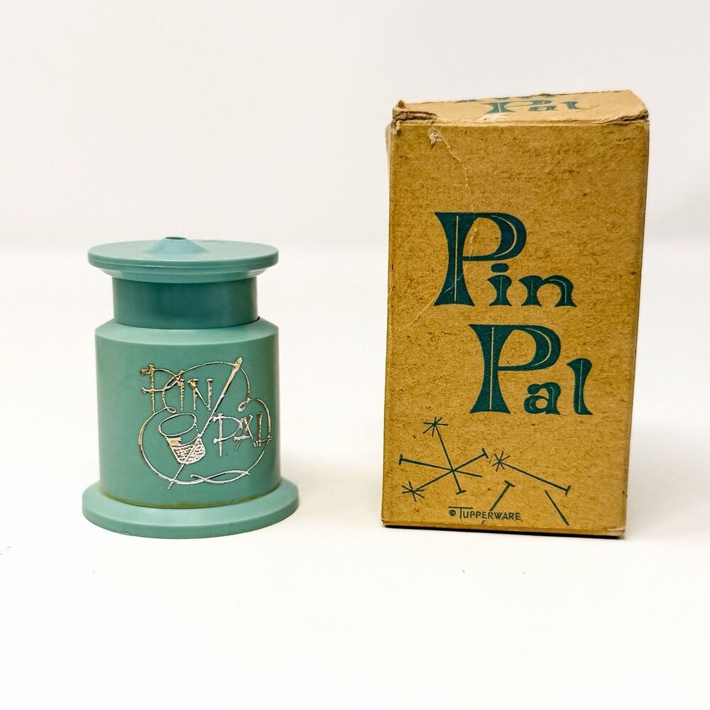 Vintage Tupperware Tuppercraft Pin Pal Sewing Pin Holder MCM Original Box